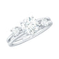 0.9 Carat Brilliant Cut Moissanite 3 Stone Engagement Ring with Double Band