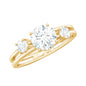 0.9 Carat Brilliant Cut Moissanite 3 Stone Engagement Ring with Double Band