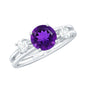 Natural 1.2 Carat Amethyst Double Band Engagement Ring with Diamond