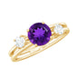 Natural 1.2 Carat Amethyst Double Band Engagement Ring with Diamond