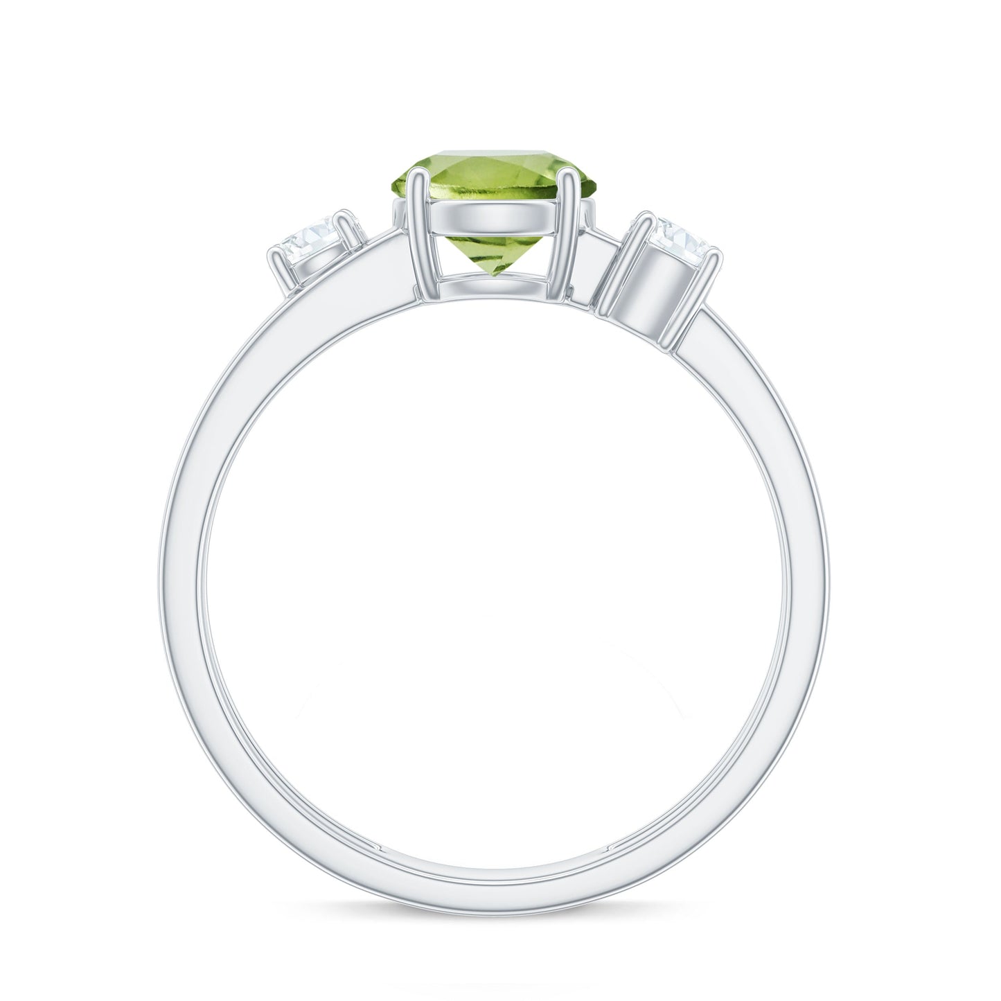 2 Carat Peridot Double Band Engagement Ring with Diamond