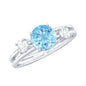 0.8 Carat Aquamarine and Diamond 3 Stone Engagement Ring with Double Band Shank
