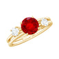 Certified 1.3 Carat Lab Grown Ruby Double Band Engagement Ring with Diamond