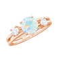 Natural Ethiopian Rainbow Opal Diamond Three Stone Engagement Ring