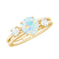 Natural Ethiopian Rainbow Opal Diamond Three Stone Engagement Ring