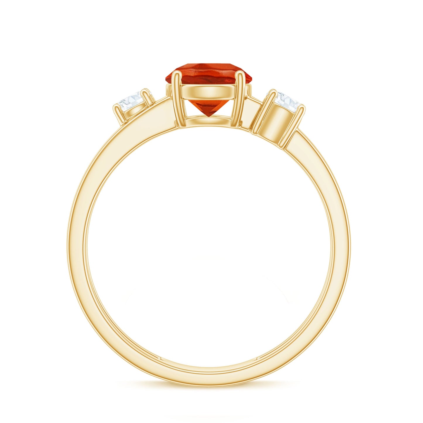 Double Band Engagement Ring with Fire Opal and Diamond
