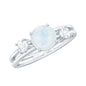 0.3 Carat Moonstone Solitaire Double Band Ring with Diamond