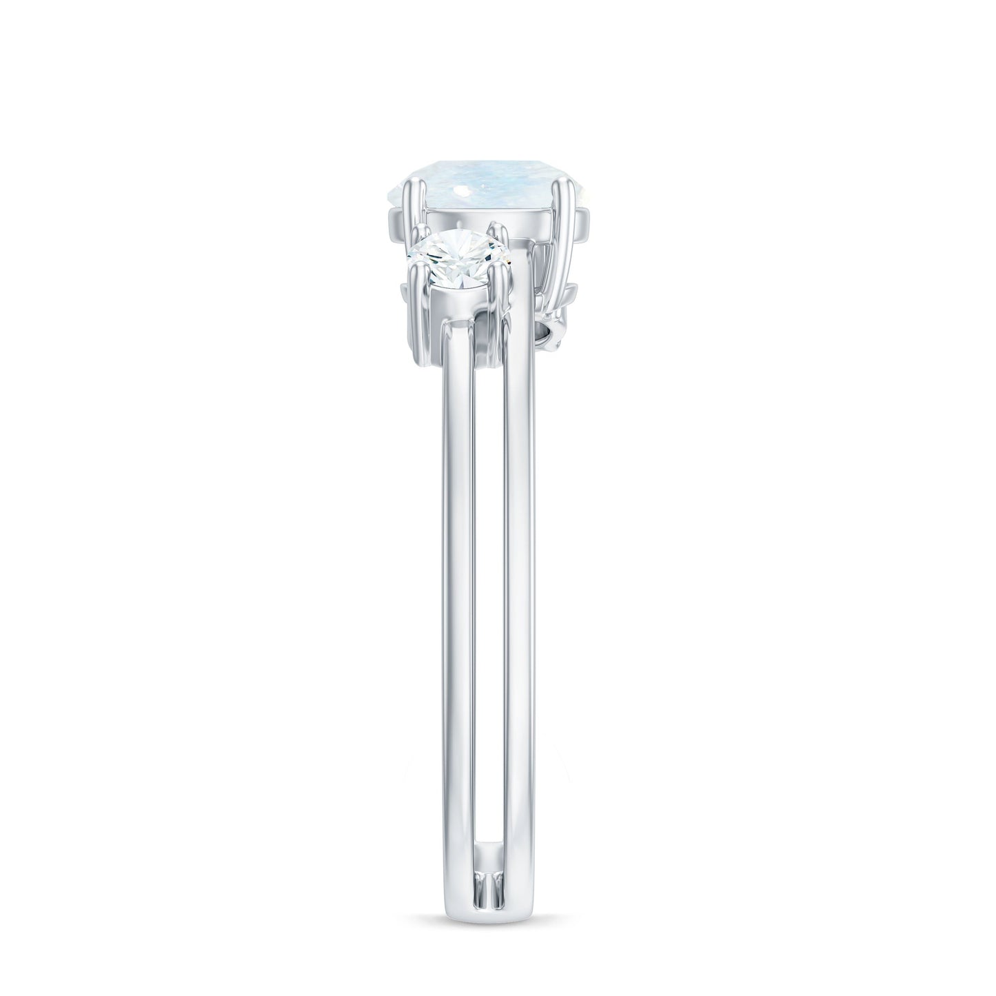 0.3 Carat Moonstone Solitaire Double Band Ring with Diamond