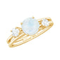 0.3 Carat Moonstone Solitaire Double Band Ring with Diamond