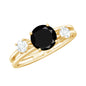 Natural Black Spinel Diamond Double Band Engagement Ring
