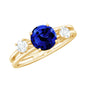 Certified 1 Carat Lab Grown Blue Sapphire Double Band Engagement Ring with Diamond
