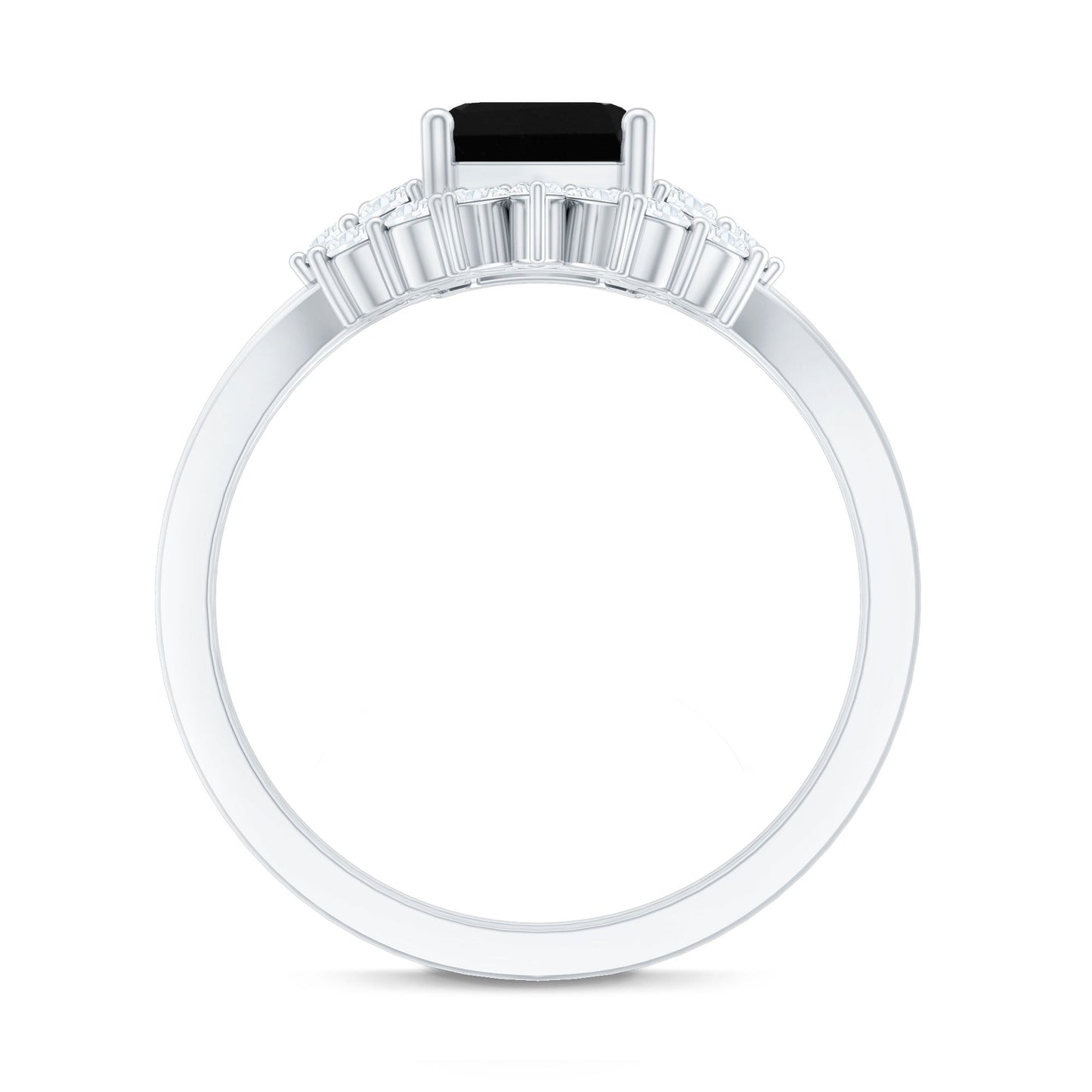 Created Black Diamond Engagement Ring Set with Diamond