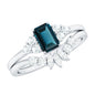 0.7 Carat Emerald Cut London Blue Topaz Designer Bridal Ring Set with Diamond