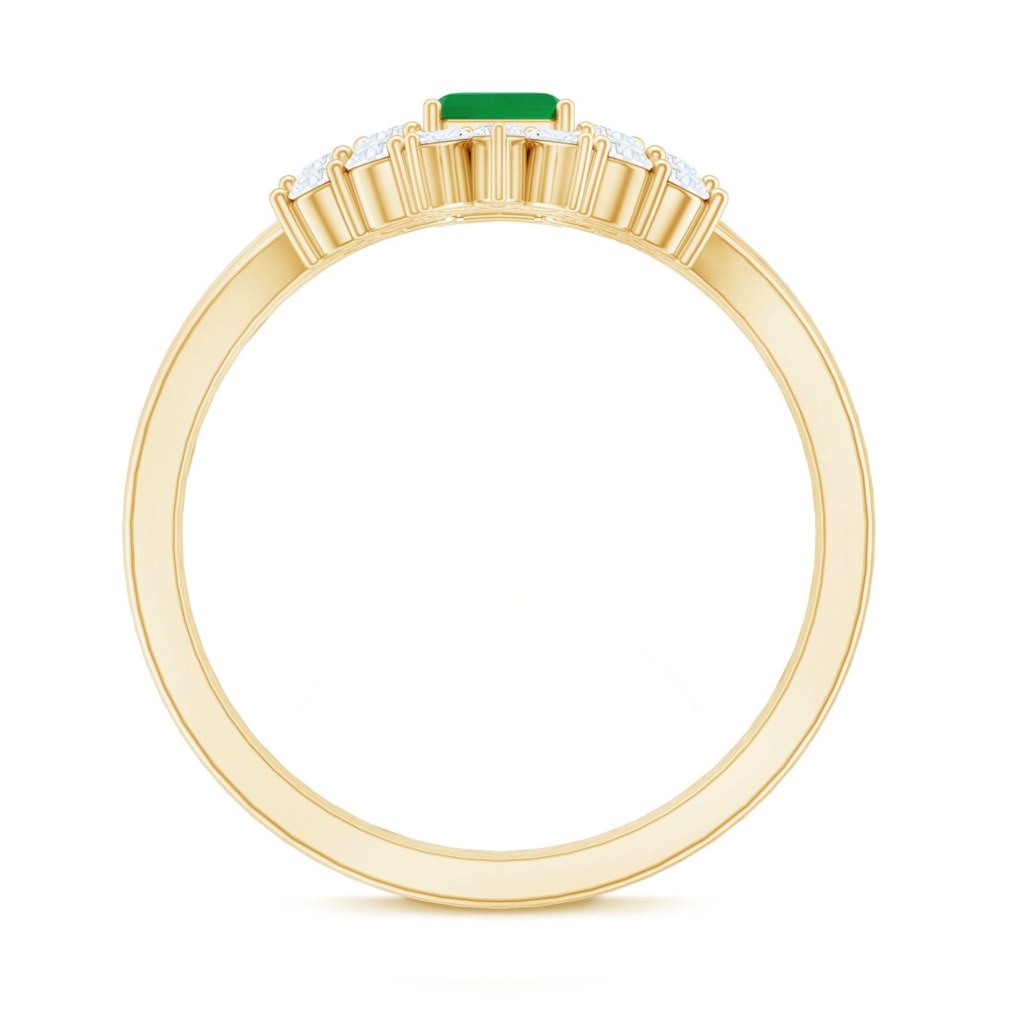 Certified Real Emerald Diamond Emerald Cut Engagement Ring and Wedding Band