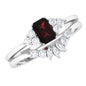 Genuine 0.7 Carat Garnet Diamond Emerald Cut Engagement Wedding Ring Set of 2