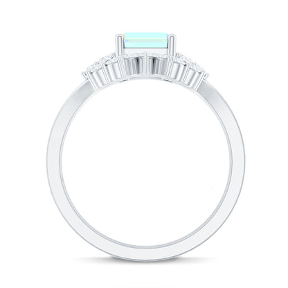 Certified Real Ethiopian Opal Diamond Emerald Cut Engagement Ring with Enhancer