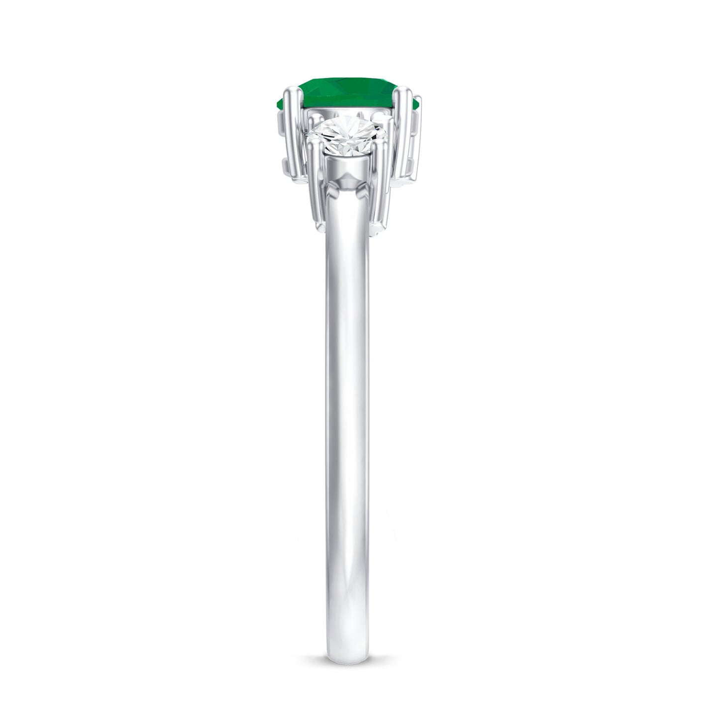Genuine Emerald and Diamond Promise Three Stone Ring