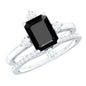 Certified 1.6 Carat Emerald Cut Lab Grown Black and White Diamond Engagement Ring with Enhancer