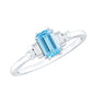 Real 0.6 Carat Aquamarine Emerald Cut Engagement Ring with Diamond