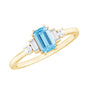 Real 0.6 Carat Aquamarine Emerald Cut Engagement Ring with Diamond