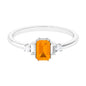 1 CT Emerald Cut Fire Opal Engagement Ring with Diamond