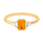 1 CT Emerald Cut Fire Opal Engagement Ring with Diamond
