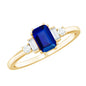 Certified 1.75 Carat Lab Grown Blue Sapphire Emerald Cut Engagement Ring with Diamond