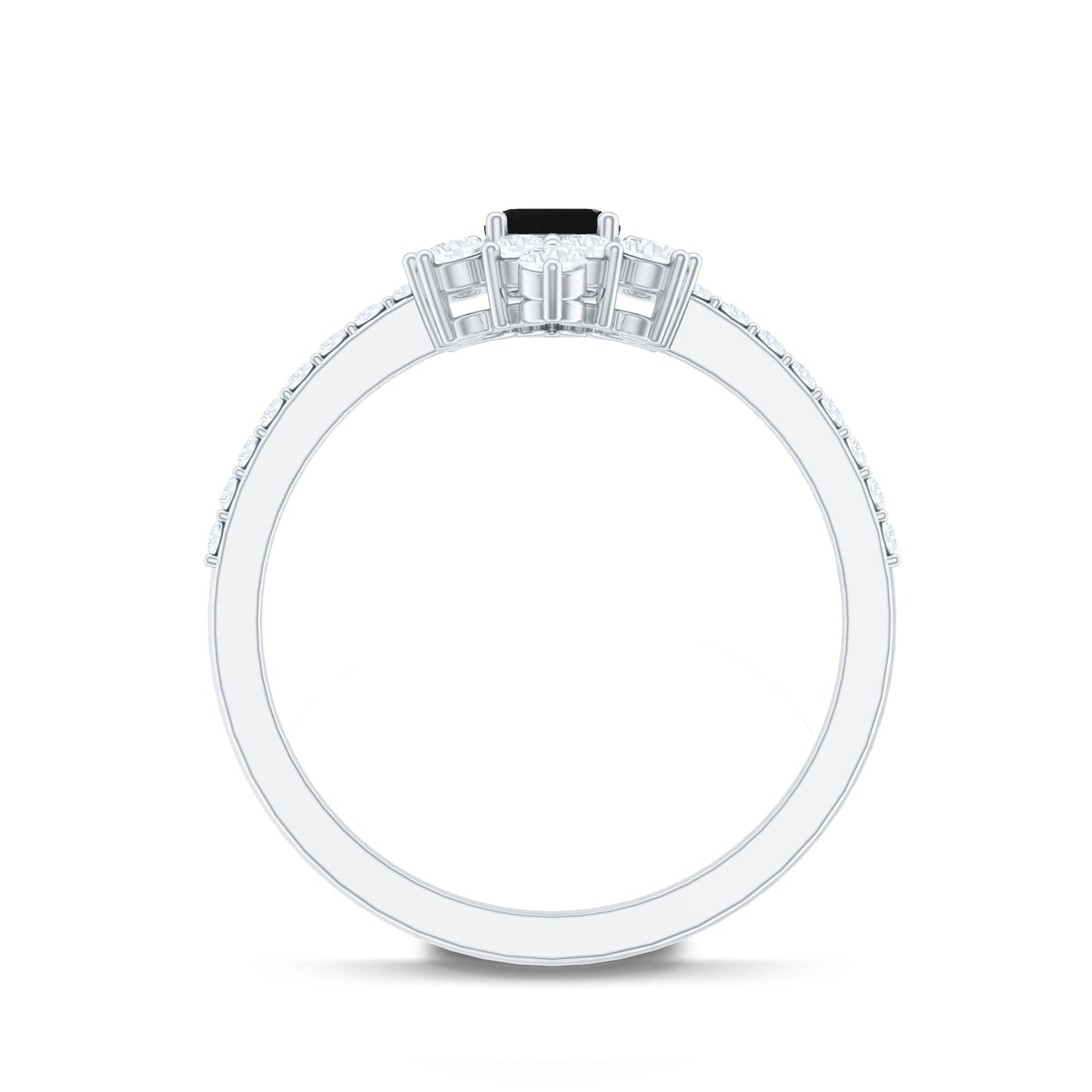 Vintage Style 1.6 Carat Lab Grown Black and White Diamond Emerald Cut Engagement Ring