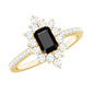 Vintage Style 1.6 Carat Lab Grown Black and White Diamond Emerald Cut Engagement Ring