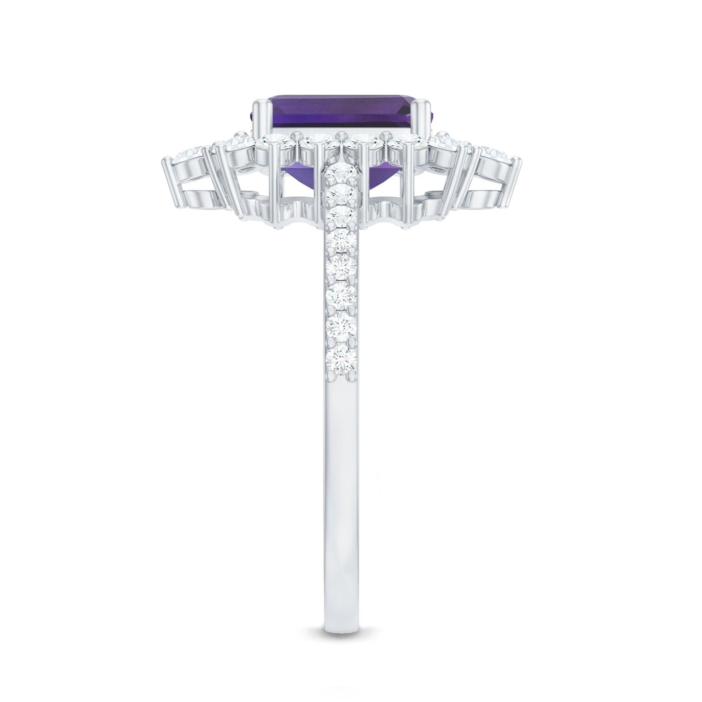 Vintage Style 1.4 Carat Emerald Cut Amethyst Engagement Ring with Diamonds