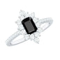 Vintage Inspired Black Onyx Engagement Ring with Diamond Halo