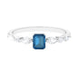 0.7 Carat Emerald Cut London Blue Topaz Solitaire Ring with Diamond