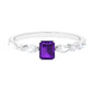 Genuine 1.4 Carat Amethyst Emerald Cut Engagement Ring with Diamond