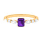 Genuine 1.4 Carat Amethyst Emerald Cut Engagement Ring with Diamond