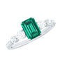 Certified Lab Grown Emerald Cut Emerald Engagement Ring with Side Stones