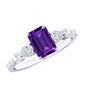 Real 1.4 Carat Emerald Cut Amethyst Engagement Ring with Moissanite