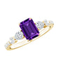Real 1.4 Carat Emerald Cut Amethyst Engagement Ring with Moissanite