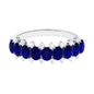 Natural Oval Blue Sapphire Half Eternity Band with Diamond