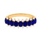 Natural Oval Blue Sapphire Half Eternity Band with Diamond