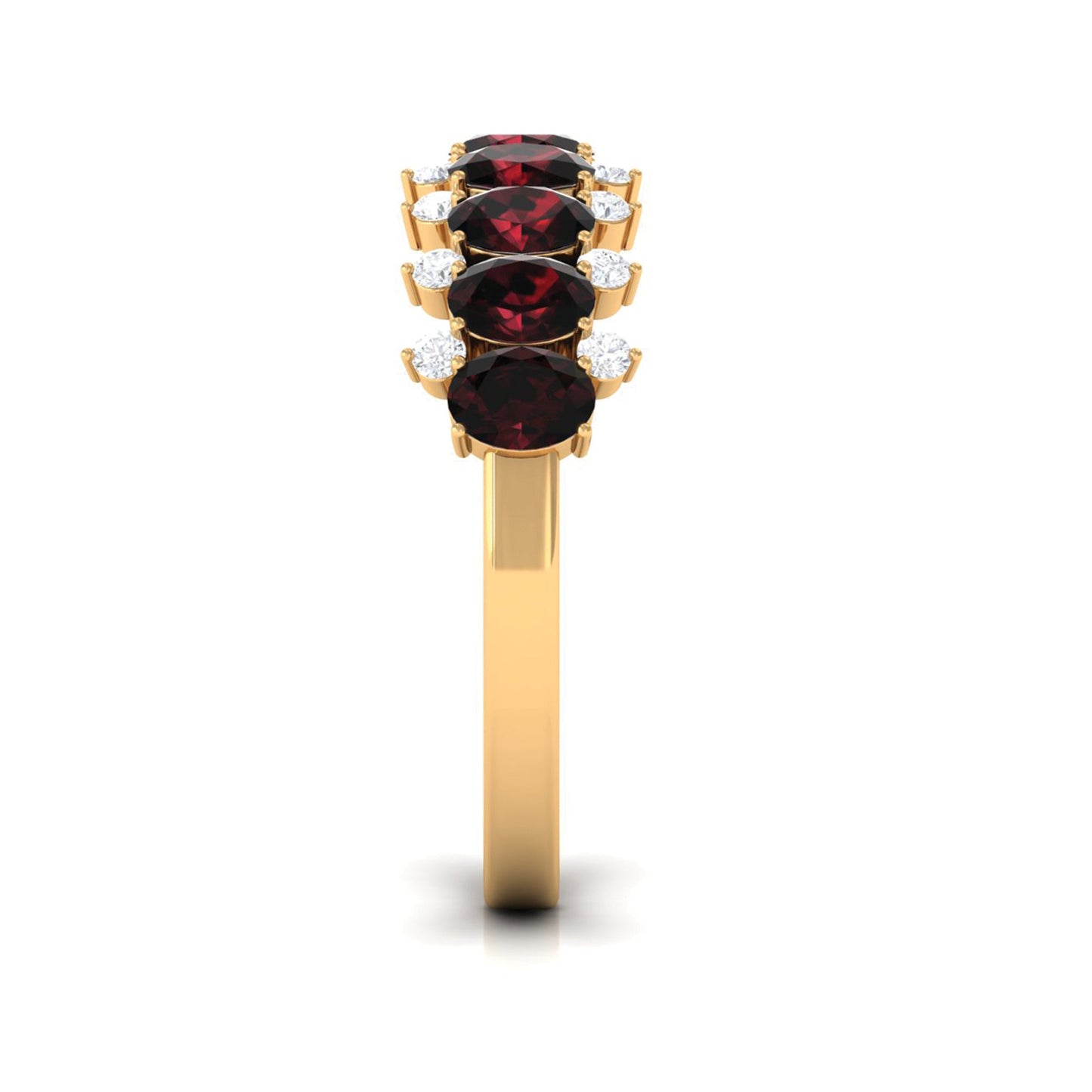 Real Garnet Diamond Half Eternity Wedding Anniversary Ring