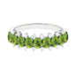 Oval Cut Peridot Half Eternity Ring with Diamond Stones