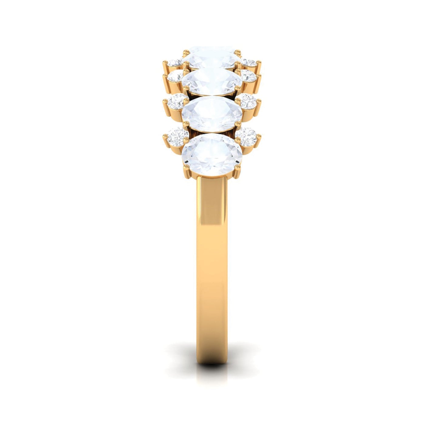Genuine Moonstone and Diamond Half Eternity Ring