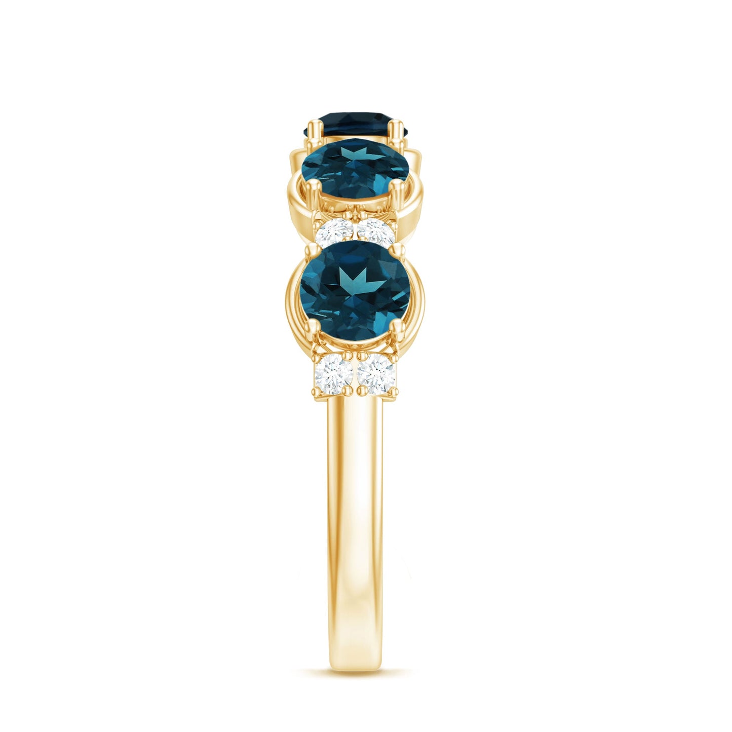 Round London Blue Topaz and Diamond Half Eternity Band