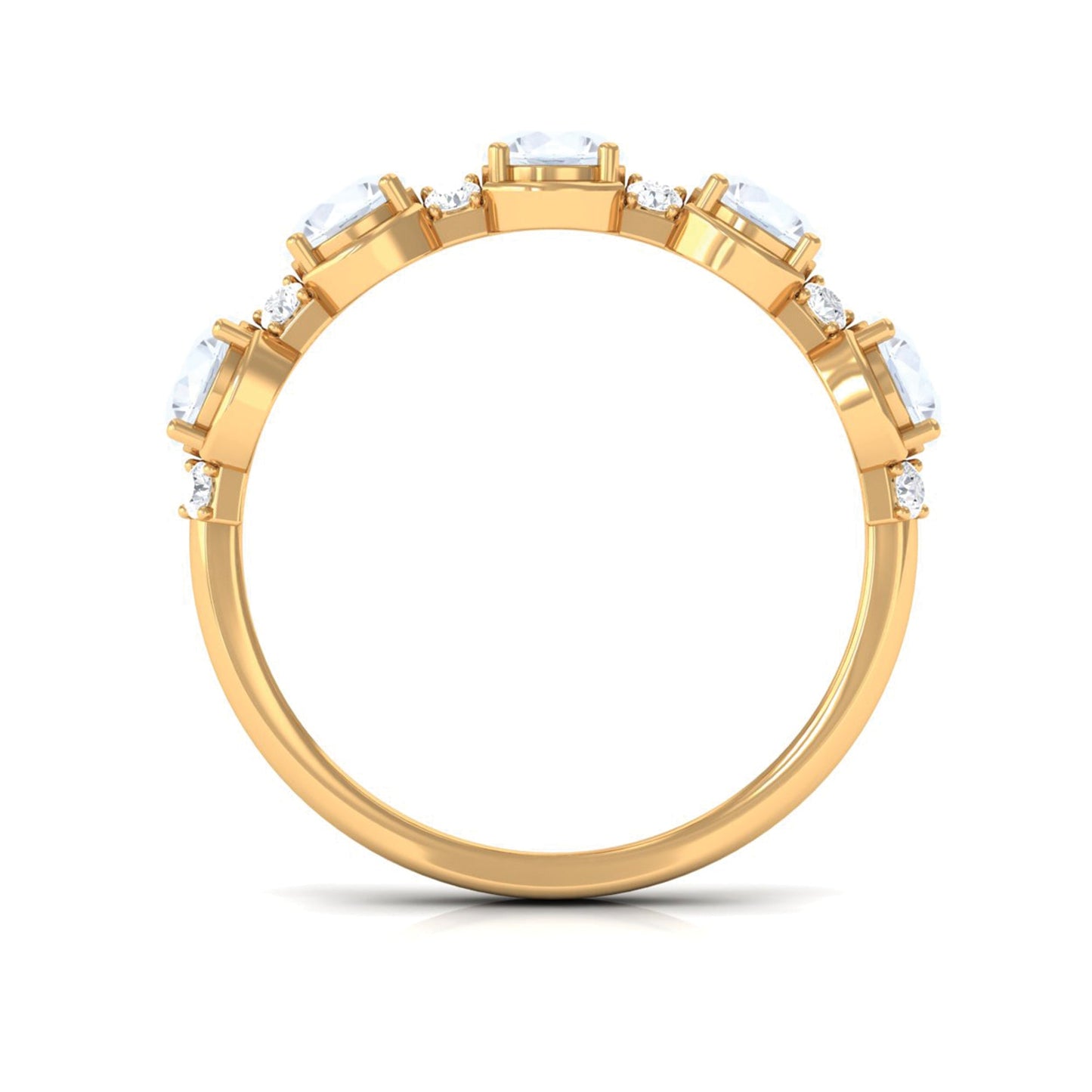 Natural Moonstone and Diamond Half Eternity Ring