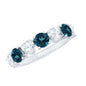 Natural London Blue Topaz Semi Eternity Ring with Diamond