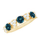 Natural London Blue Topaz Semi Eternity Ring with Diamond
