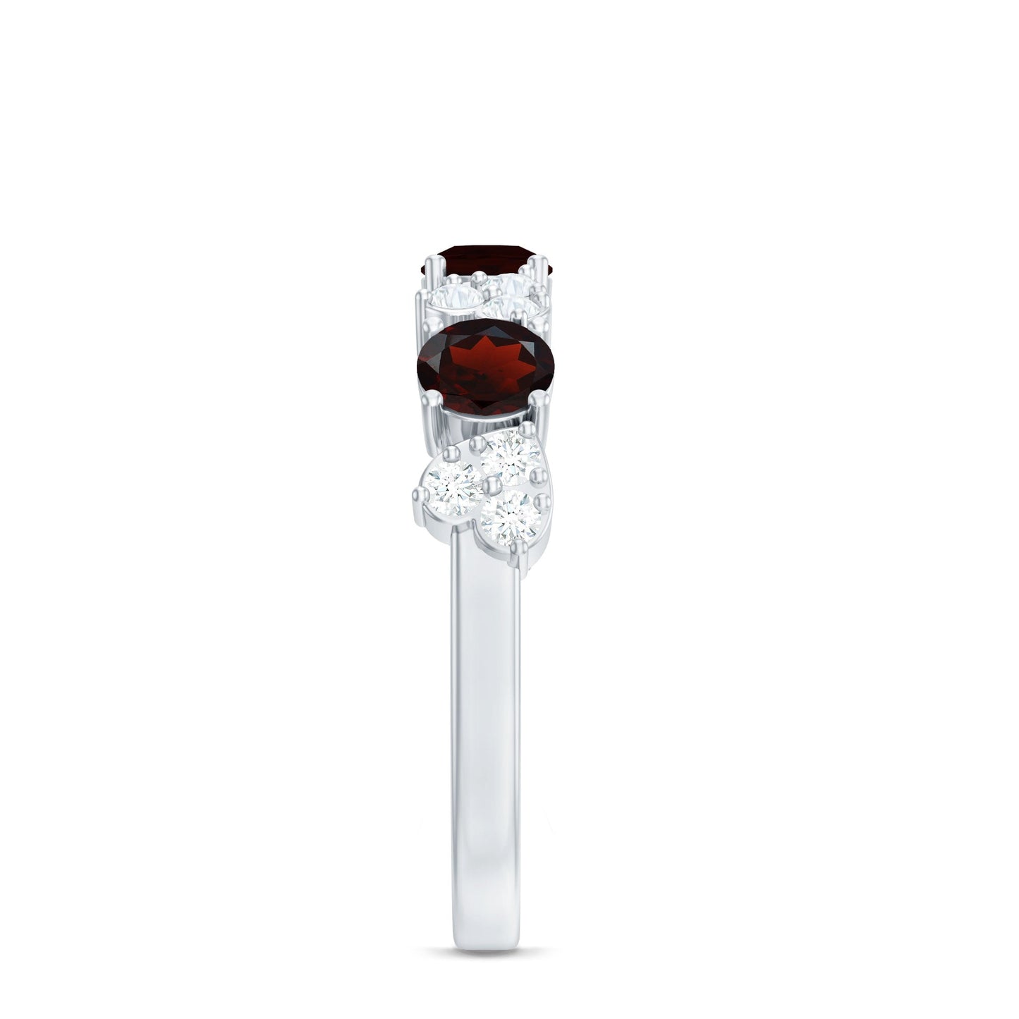 Certified Real Garnet Diamond Heart Eternity Ring for Anniversary
