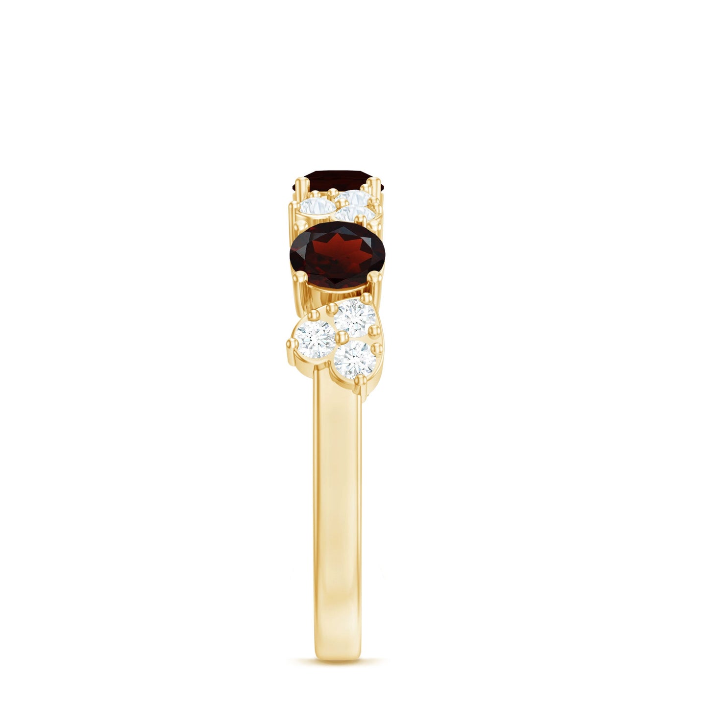 Certified Real Garnet Diamond Heart Eternity Ring for Anniversary