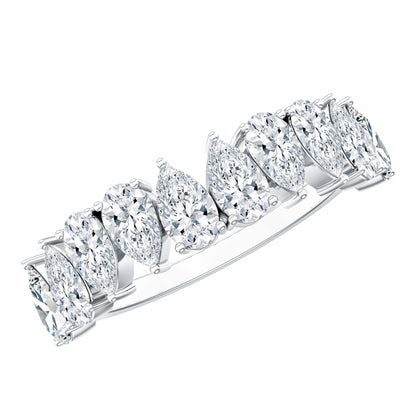 Pear Cut Moissanite Half Eternity Ring for Women