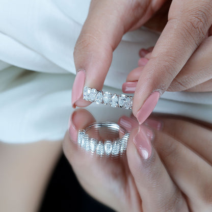 Pear Cut Moissanite Half Eternity Ring for Women